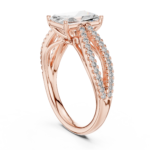 Emerald Cut Solitaire Ring with Split Shank Band